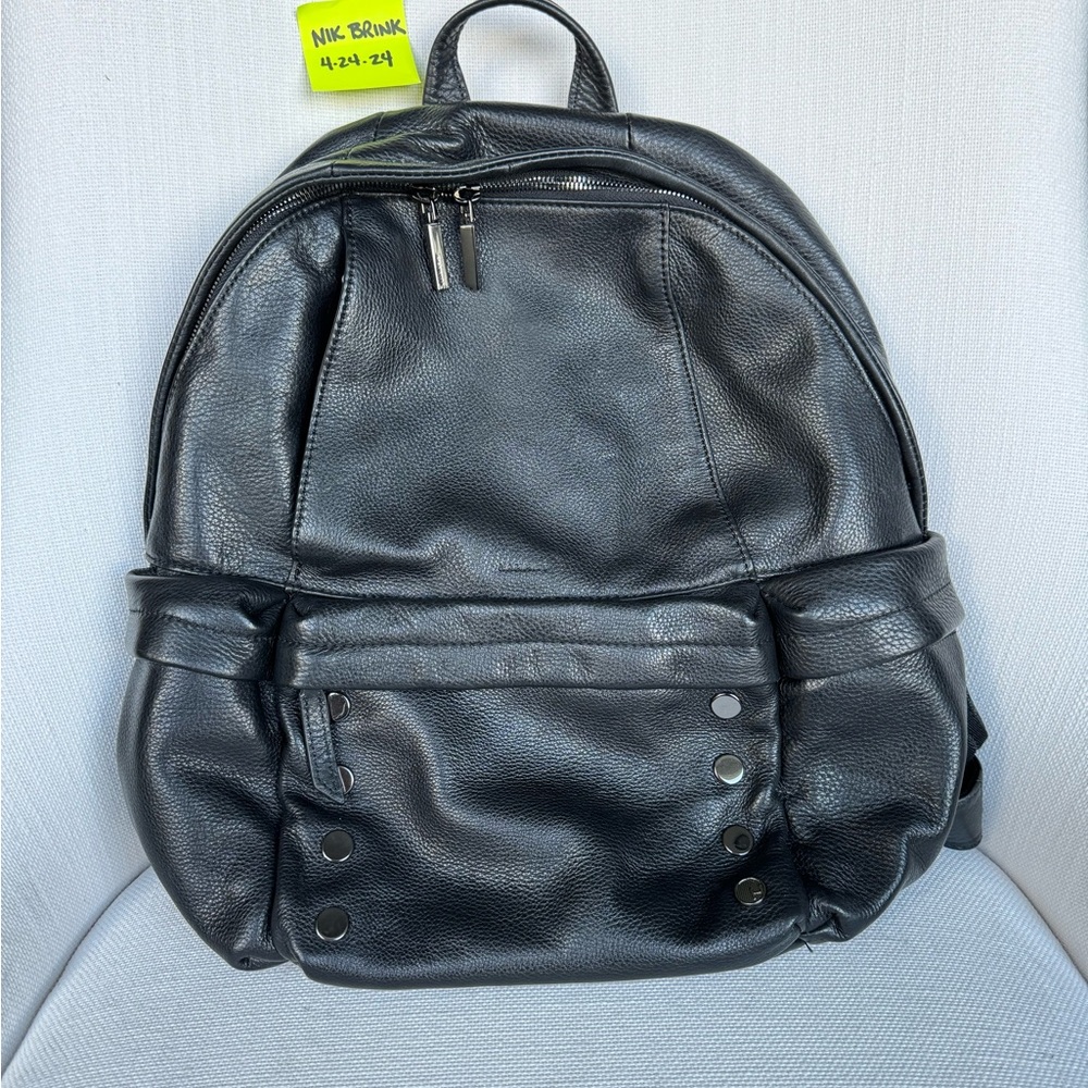 Hammitt Large Black leather Backpack with H rivet!
